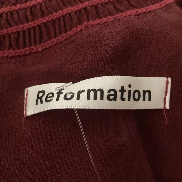 Reformation Stevi Midi Dress Plum Claret Crepe Slit-Leg Cocktail Party Size 6 - Picture 12 of 13